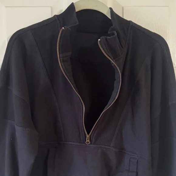 Free People Black Quarter-Zip Sweatshirt - Picture 3 of 8